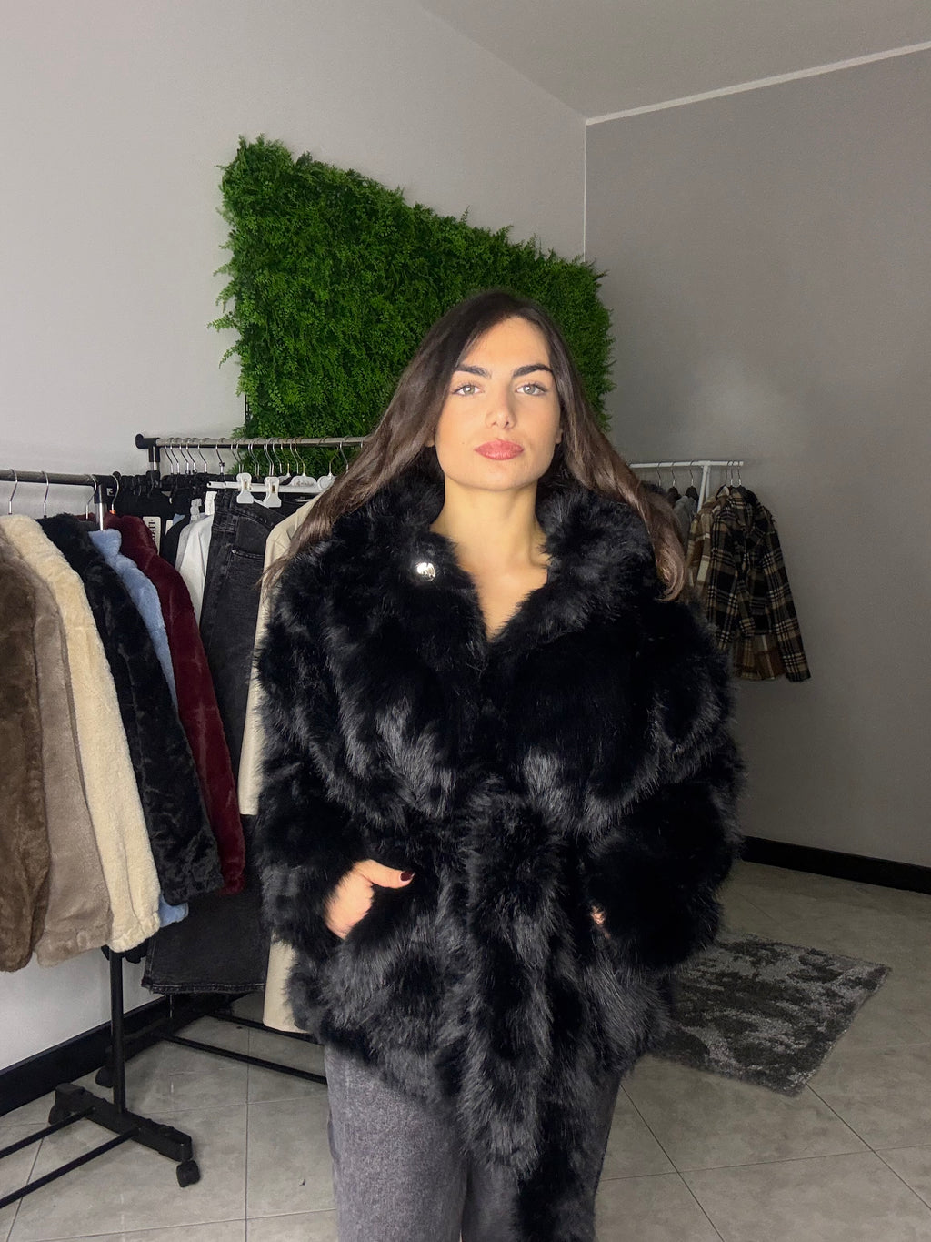Pelliccia pelo lungo nera