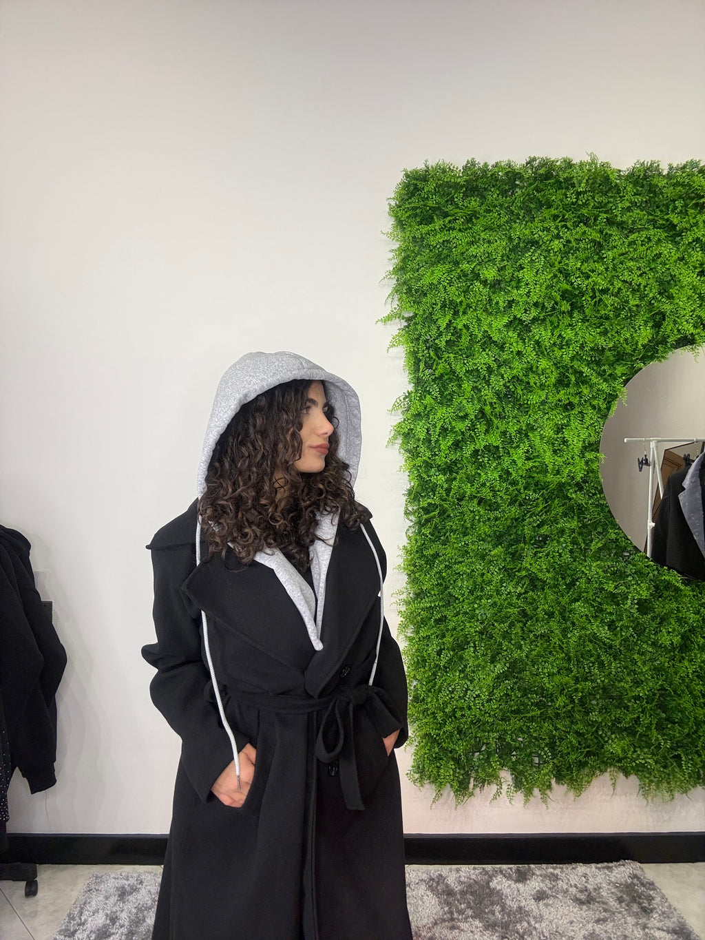 cappotto con felpa integrata