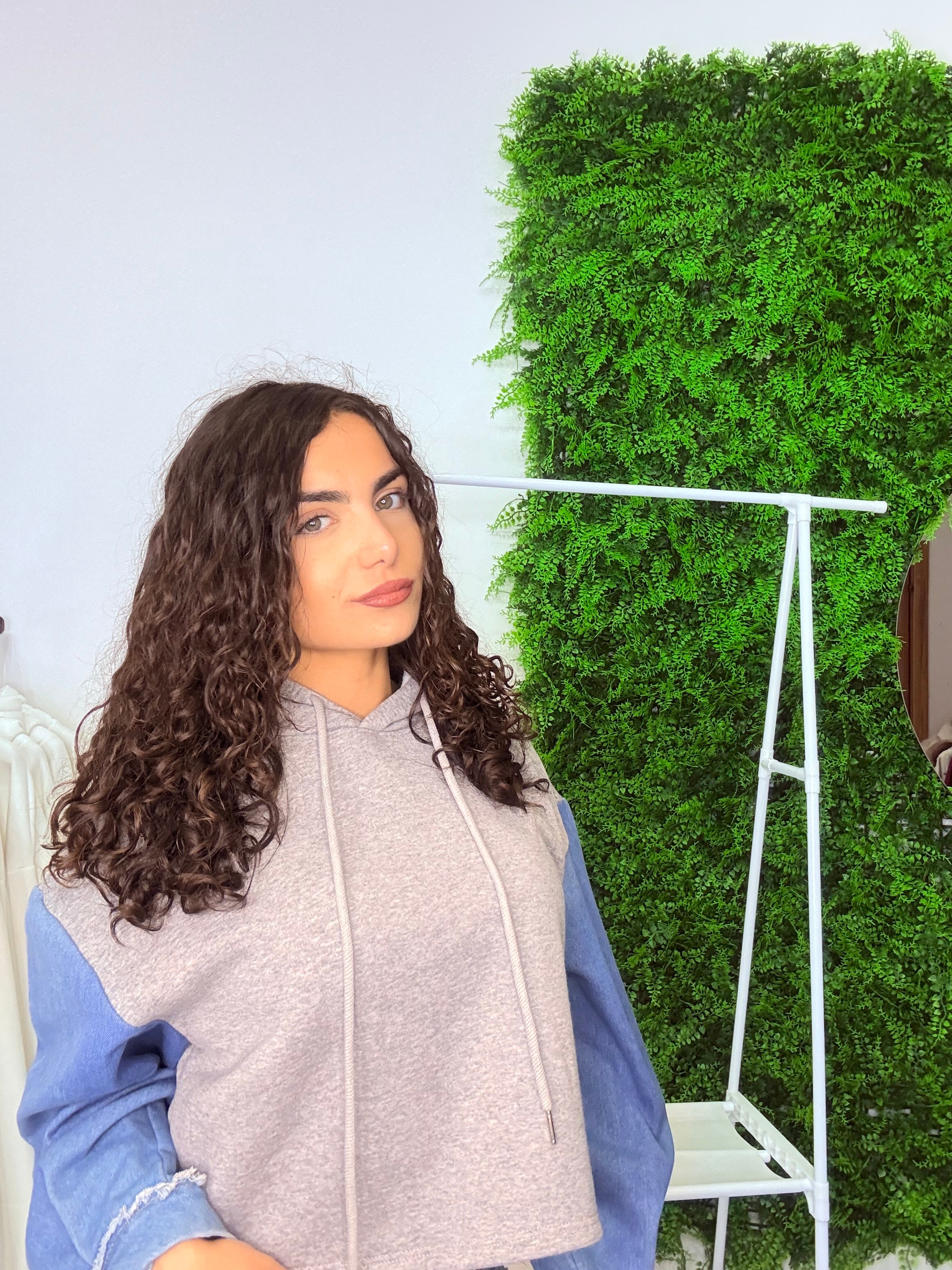 Felpa con maniche in jeans